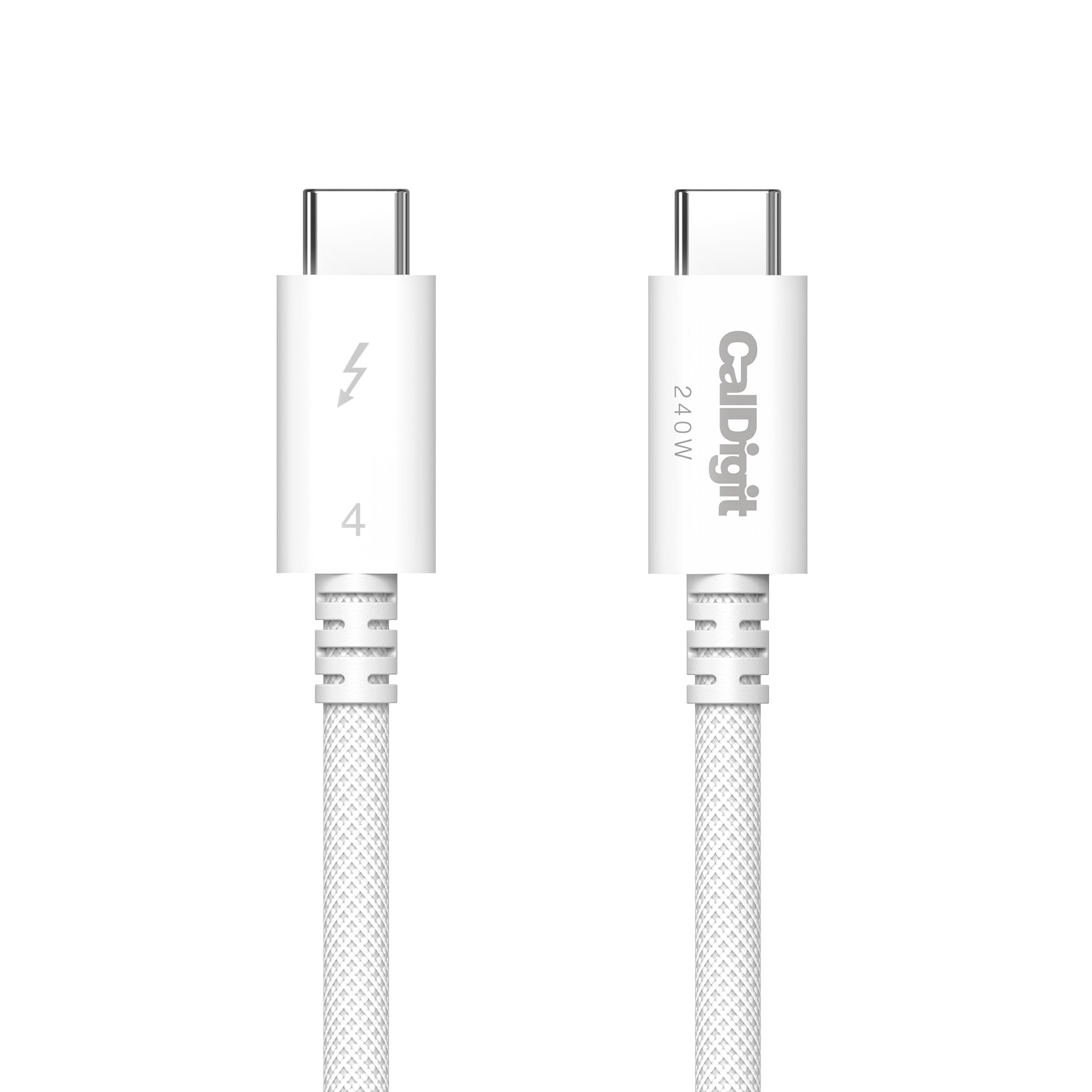 CalDigit Câble tressé Thunderbolt 4 Pro – Alimentation 40 Gbit/s 240 W, compatible avec Thunderbolt 3, Thunderbolt 5, USB4 Type C, MacBook Pro, iMac, iPhone 16 (Pro 0,5 m Thunderbolt 4/USB4, blanc)