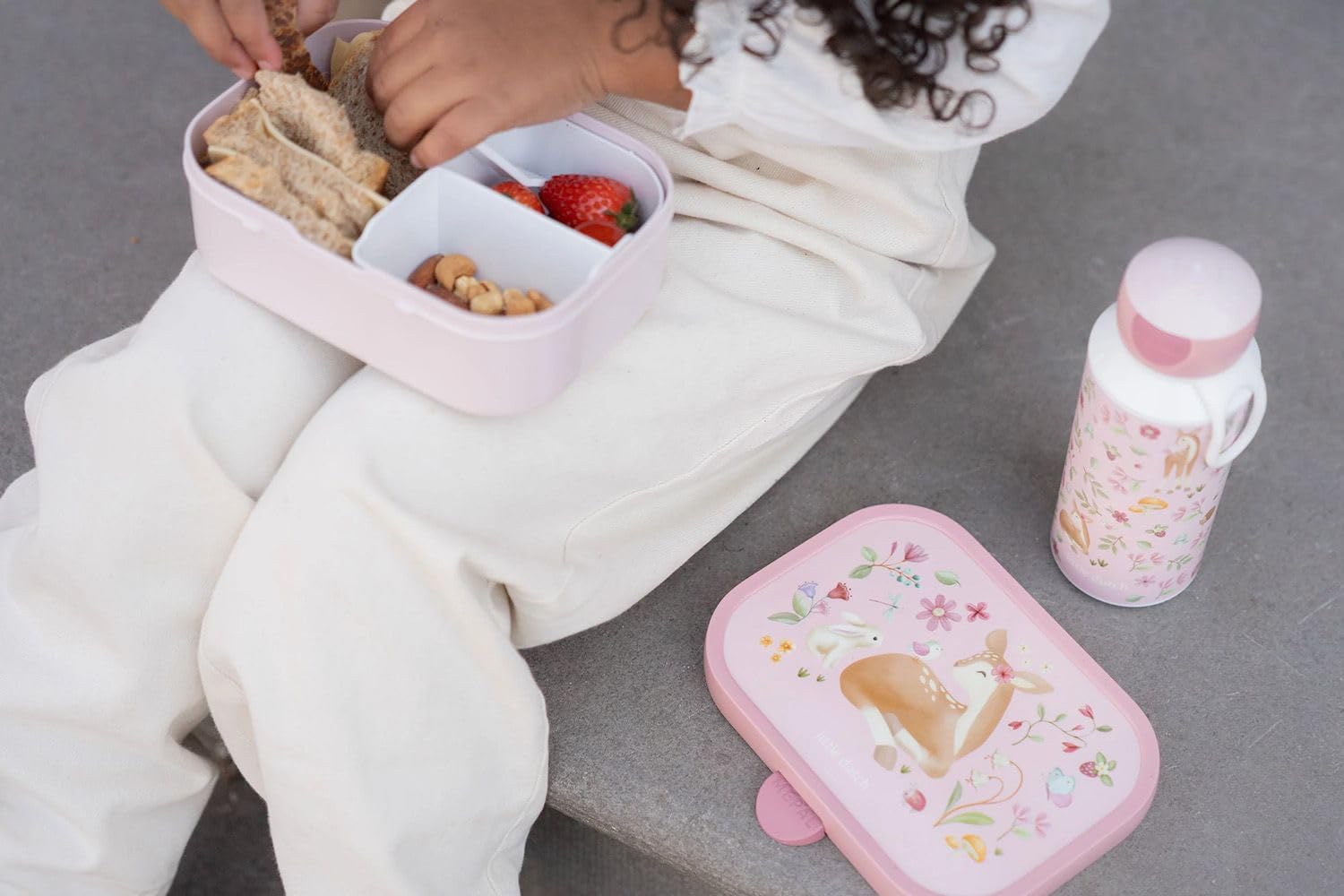 Little Dutch Set Rucksack, Turnbeutel & Brotdose & Trinkflasche Pop-up für Kinder rosa - Fairy Garden
