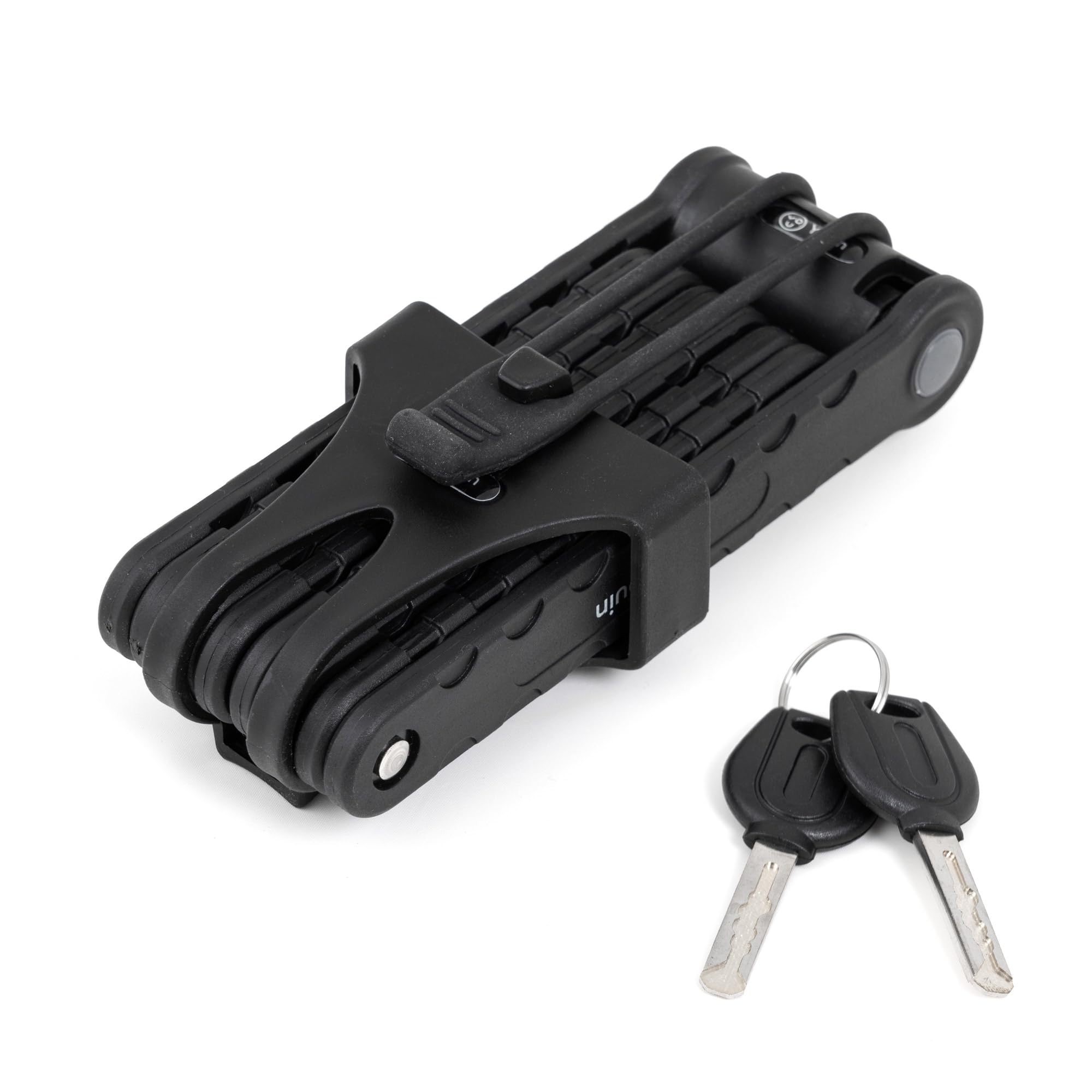 Youin Folding Lock with Key for Bicycle and Electric Scooter, Steel 7 mm, Anti-Theft 94 cm, 8 Articulated Plates, Transport Stand, Corrosion Resistant