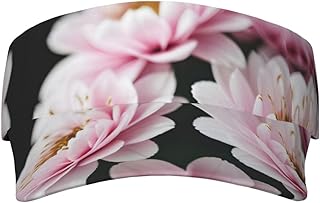 Visera deportiva unisex con estampado de flores, color rosa, blanco y dorado, ajustable, protección UV, para playa, piscina, golf