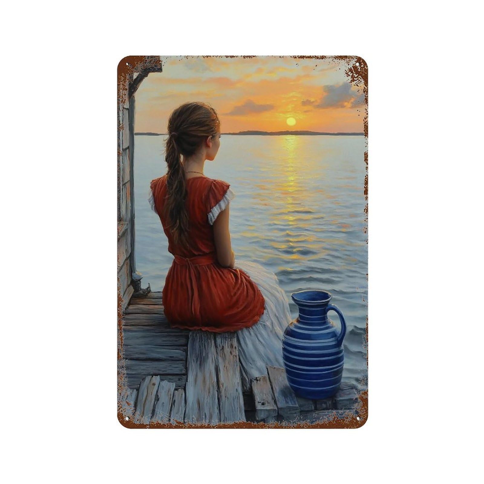 HDURYEYRYY Sunset Watcher by Sea Cabin 03 Wall Retro Iron Vintage Art Metal Tin Sign Poster Modern Home Cofffee Club Art Bar Shop Decor 30x20cm