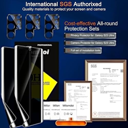 Miniatura 2 de Milomdoi Paquete de 2  3 protectores de pantalla de privacidad para Samsung Galaxy S23 Ultra no vidrio accesorios 2 unidades de pantalla de