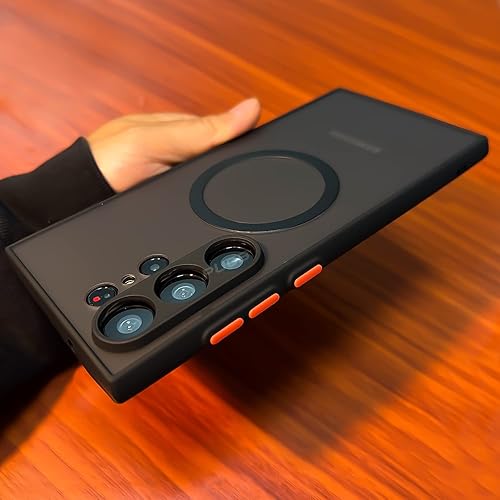 Miniatura 6 de Funda magnética para Galaxy A14 5G compatible con cargador Magsafe inalámbrica, antiarañazos, a prueba de golpes, mate, transparente, protección