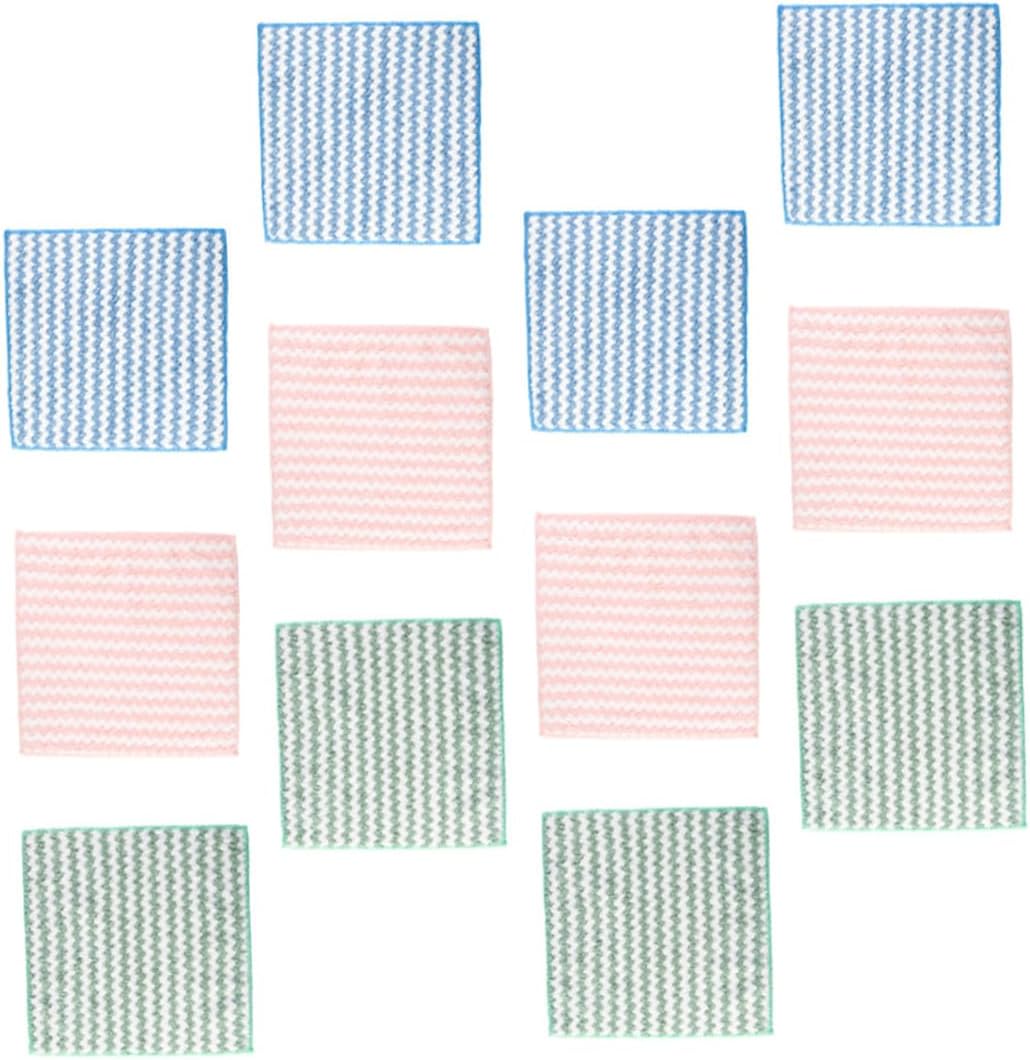 Coral Fleece Dish Cleaning Cloths 12pcs, Sturdy Dish-Washing Towels for Kitchen Use, Highly Absorbent Reusable Kitchen Towels for Drying Dishes and Household Cleaning Random Color