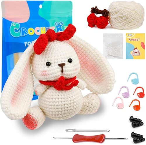 Chiclife Kit de ganchillo para principiantes, kit de inicio de ganchillo con tutoriales en video paso a paso, suministros de tejido de bricolaje,