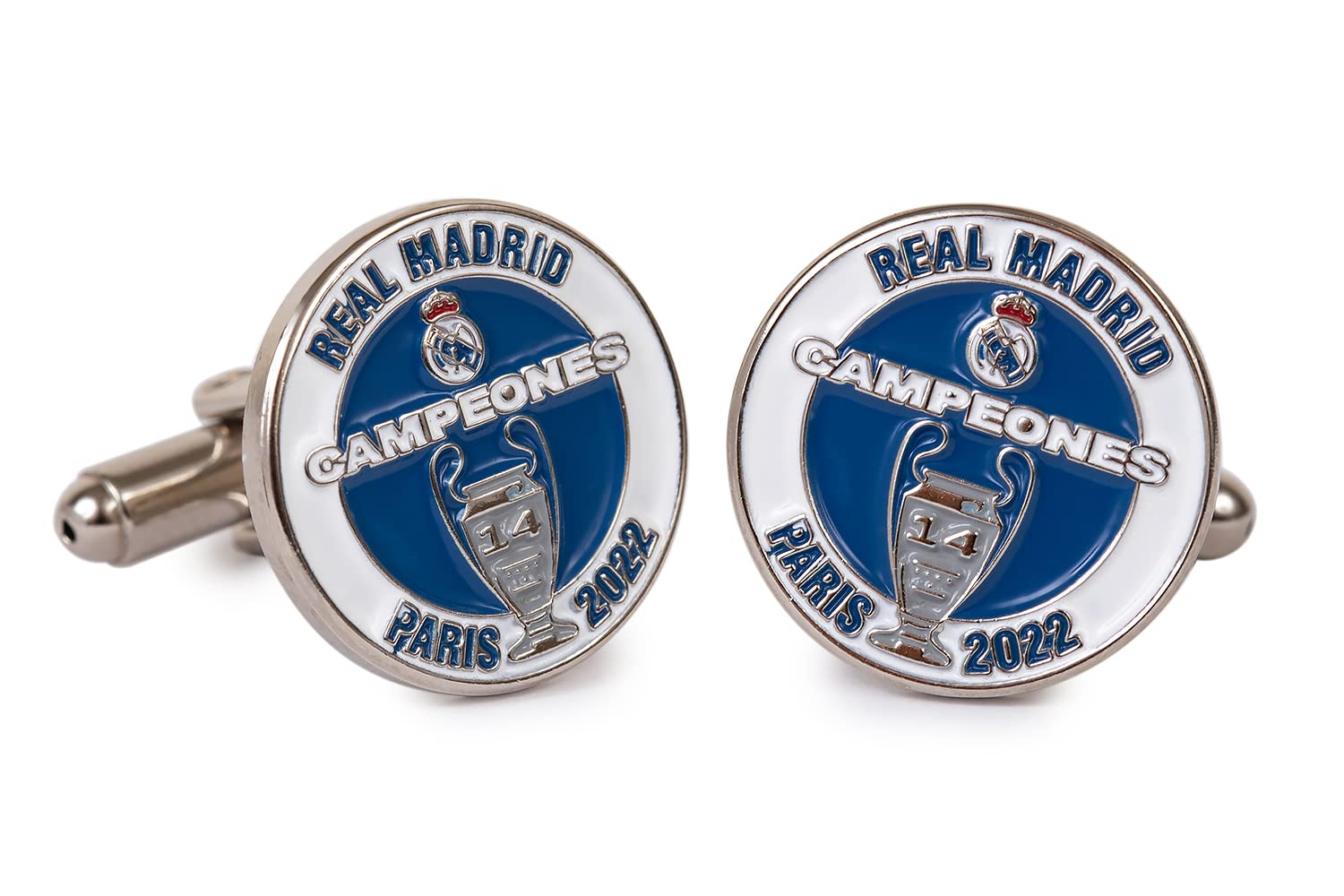 Gemelolandia | Parche termoadhesivo, Gemelos de Camisa y Pin del Real Madrid Campeones Champions League Paris 2022 8cm | Producto unisex | Regalos Para Bodas, Comuniones, Bautizos y Otros Eventos