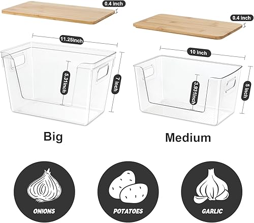 Miniatura 2 de Organizadores y almacenamiento de despensa, organizador de despensa de plástico apilable con tapa y asa para encimera de cocina, refrigerador para