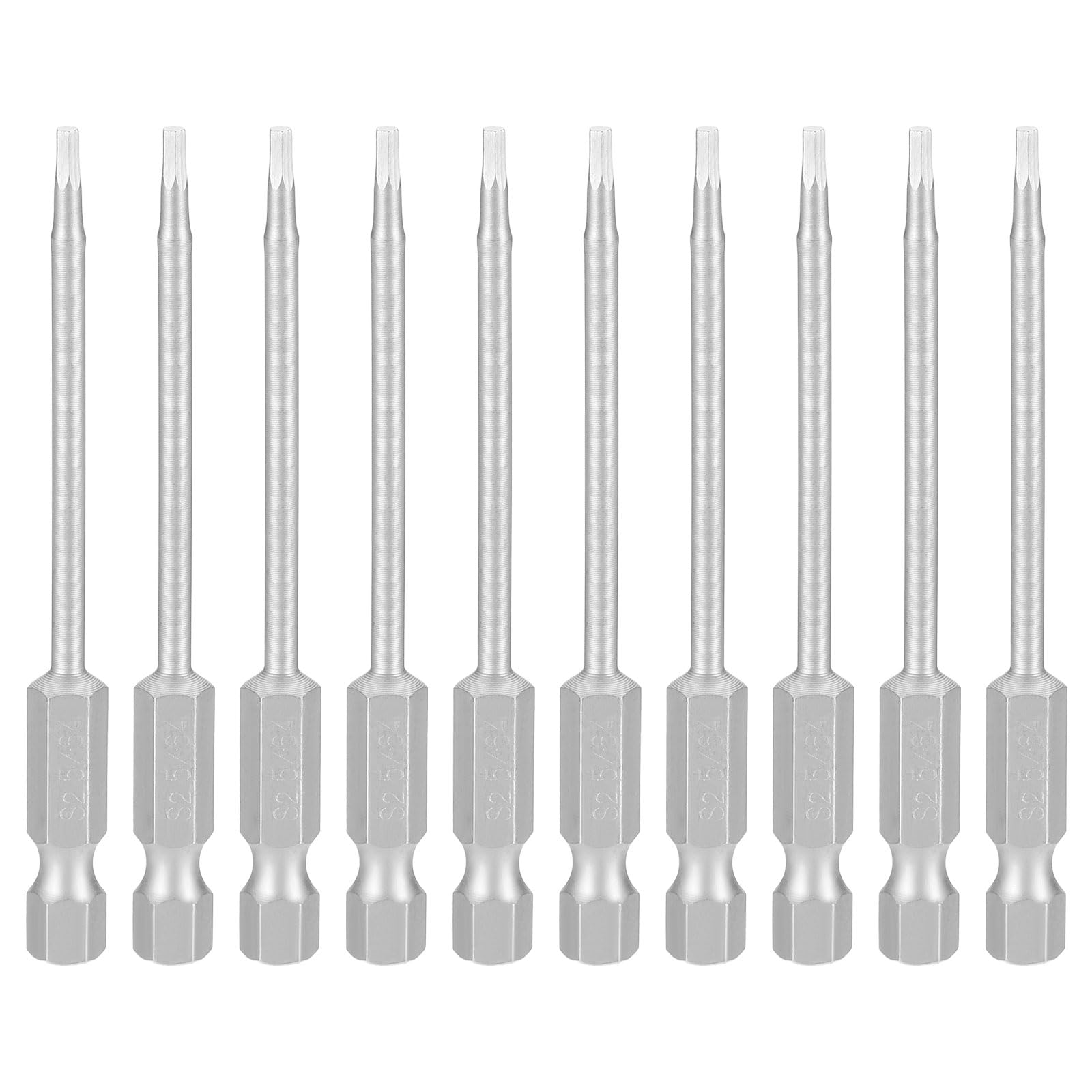 sourcing map 10pcs Hex Head Wrench Drill Bit 5/64" SAE 1/4" Hex Shank 3"(75mm) Length S2 Steel Magnetic Impact Drivers Industrial Grade Hexagon Electric Screwdriver Bit, Gray