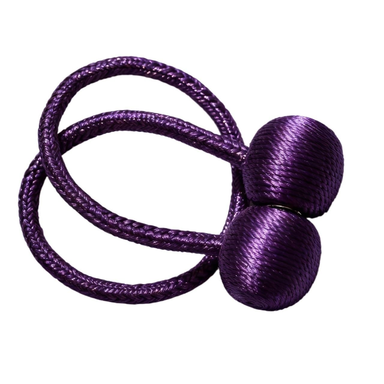 LATEAU Curtain Tiebacks 2pcs Magnetic Curtain Tiebacks, Ball Shape Rope Buckle(Purple)