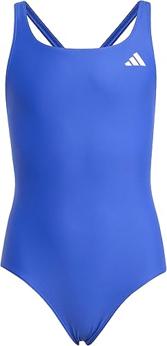 adidas Girls V-Back Swimsuit, Semi Lucid Blue, Small