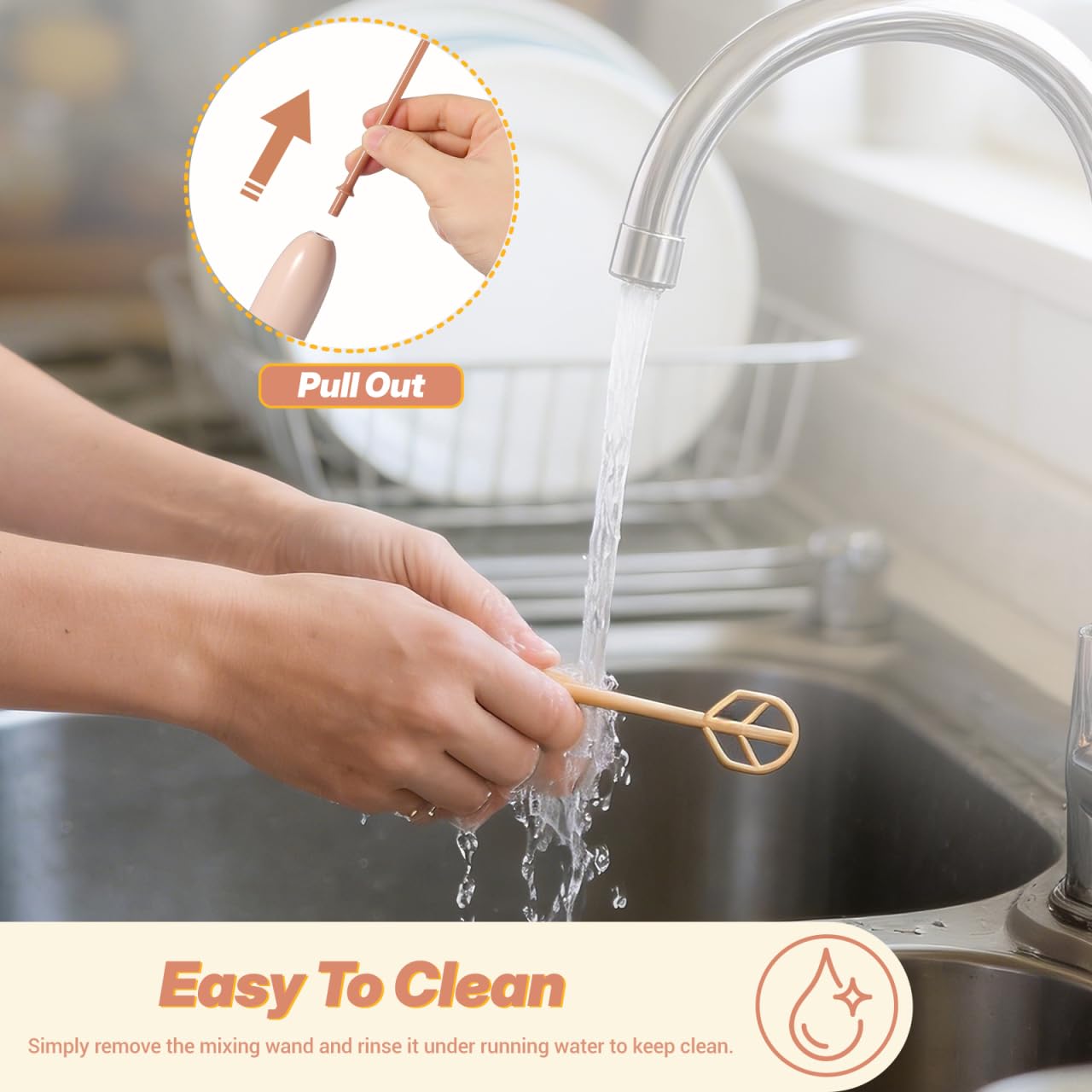 Toyvian Mini Mixeur Électrique Portable à Main pour Lait Infantile avec Manche Allongé Mélangeur Rapide et Facile pour Poudre de Lait et Boissons Détachable et Simple à