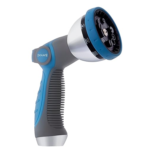 INNAV8 Garden Hose Nozzle Sprayer Heavy Duty - Features 10 Spray Patterns, THUMB CONTROL On Off Valve for Easy Water Control - HIGH Pressure Nozzle for Hose Outdoor
