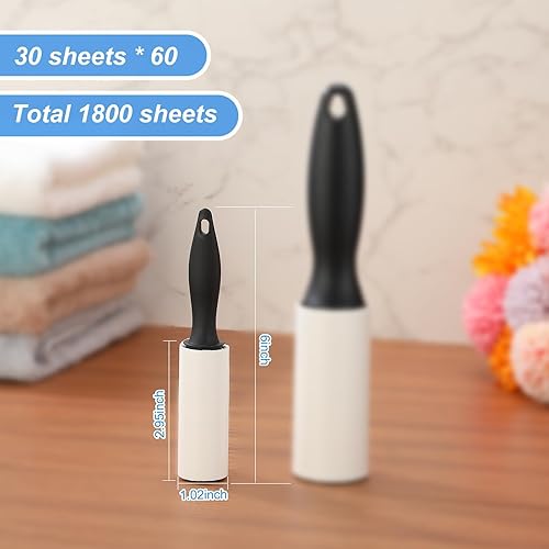 Miniatura 9 de Zhehao Paquete de 60 rodillos de pelusa de tamaño de viaje, rodillos removedores de pelo de mascotas, mini removedor de pelusas, rodillo adhesivo
