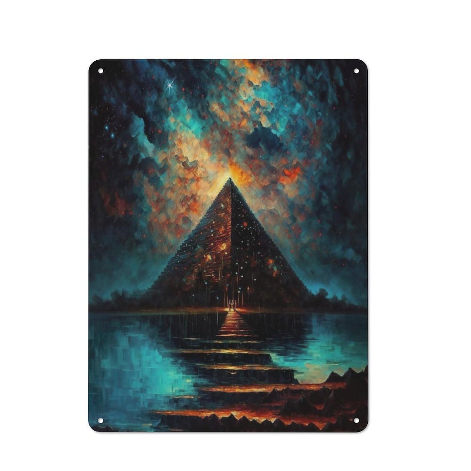 Junmoney Bridge To The Pyramid Tin Wall Plaque 40X30cm With For Pub Or Café, Suited To Pub Decor Enthusiasts, For Retro Home Interiors
