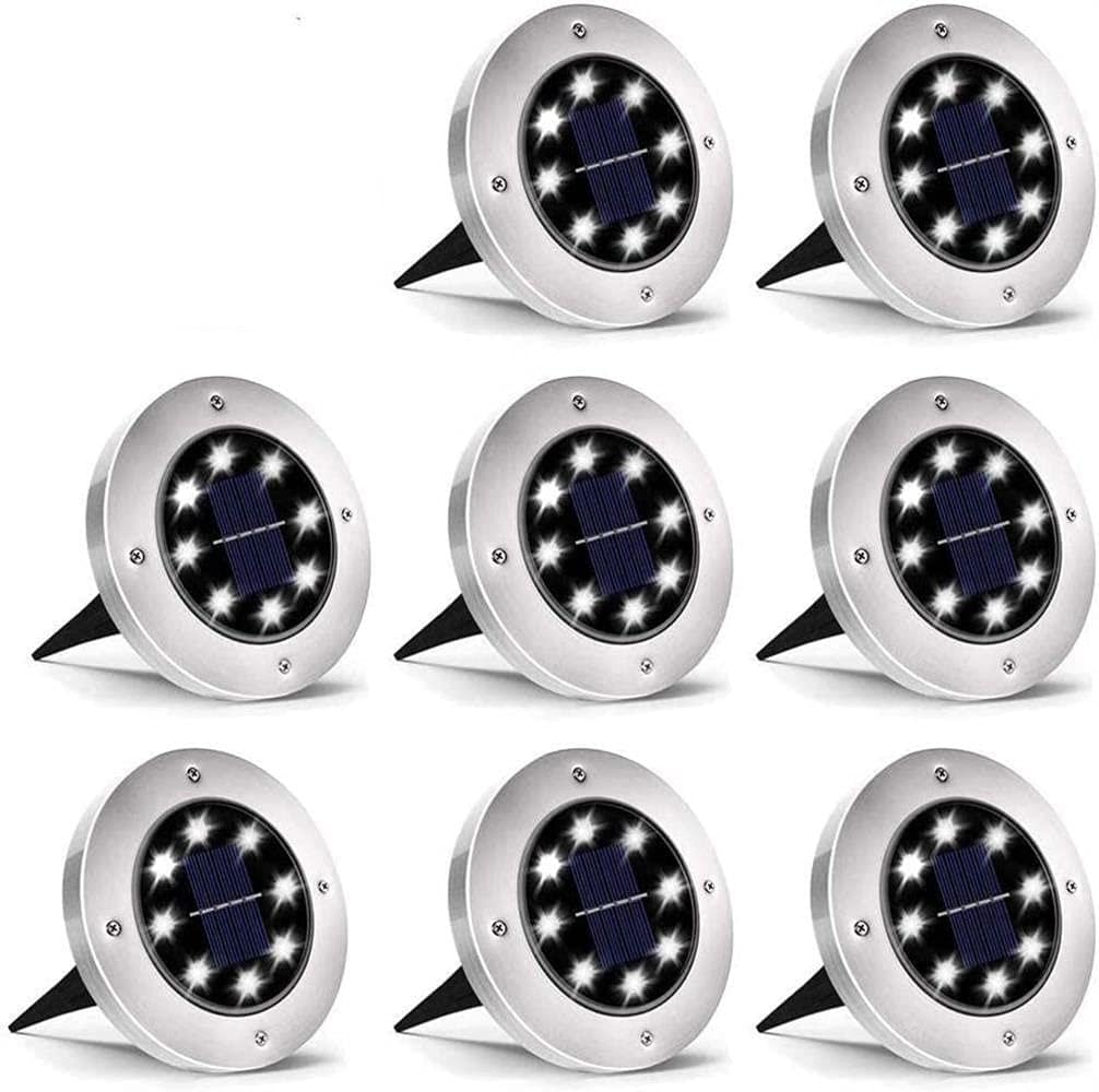 VUIKLCty Garden Light Solar Ground Light-8 Outdoor LED Solar Garden Lights, Waterproof Ground Outdoor Landscape Lighting (8 Pack)