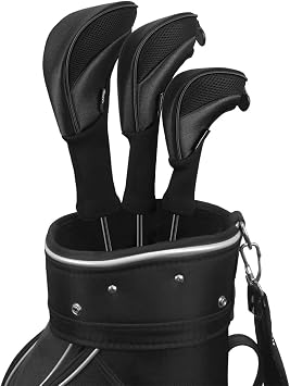 Scott Edward 1/3Pcs Long Neck Mesh Golf Club Headcovers Set Golf Club Head Covers for Driver Fairway Hybrids Woods Putter