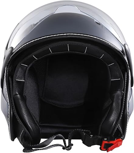 Miniatura 3 de Harssidanzar Casco de motocicleta con visera única, cara abierta, motocicleta, scooter, ciclomotor, casco crucero, aprobado por DOT, para hombres y