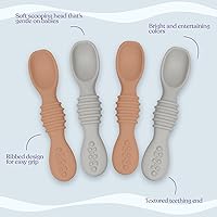 Vista 5 de Cuchara de silicona para bebé, destete LED para bebés, cucharas de bebé de primera etapa, juego de cucharas de alimentación para bebés, apto