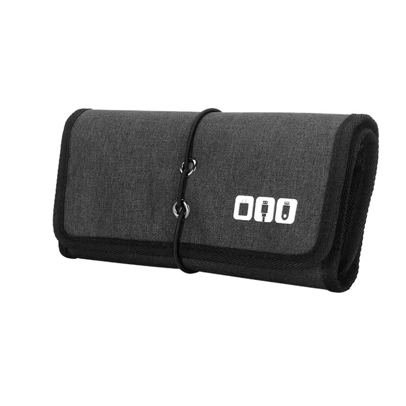 Sac De Câble Lot de 2 Sacs de Rangement Multifonctions for câbles numériques, légers, étanches et Portables(Black)