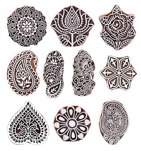 Hashcart Hand-Carved Wooden Baren | Motif Printing Block for Artistic Design On Saree