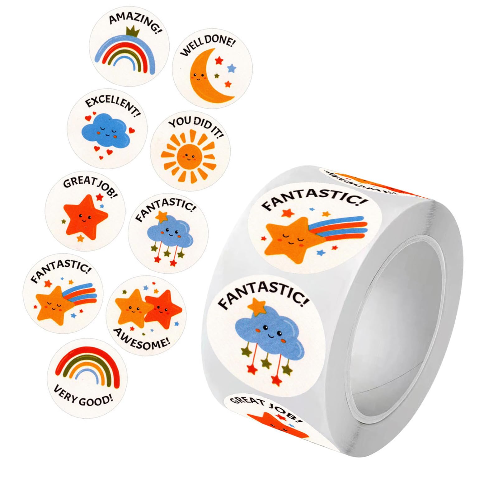 500Pcs Removable Cartoon Motivational Sticker Classroom Encouragement for Children Student Art Craft Project Waterproof Educational