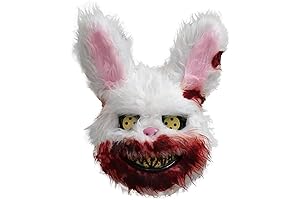 Halloween Scary Mask Bloody Plush Rabbit Headgear Creepy Bunny Mask