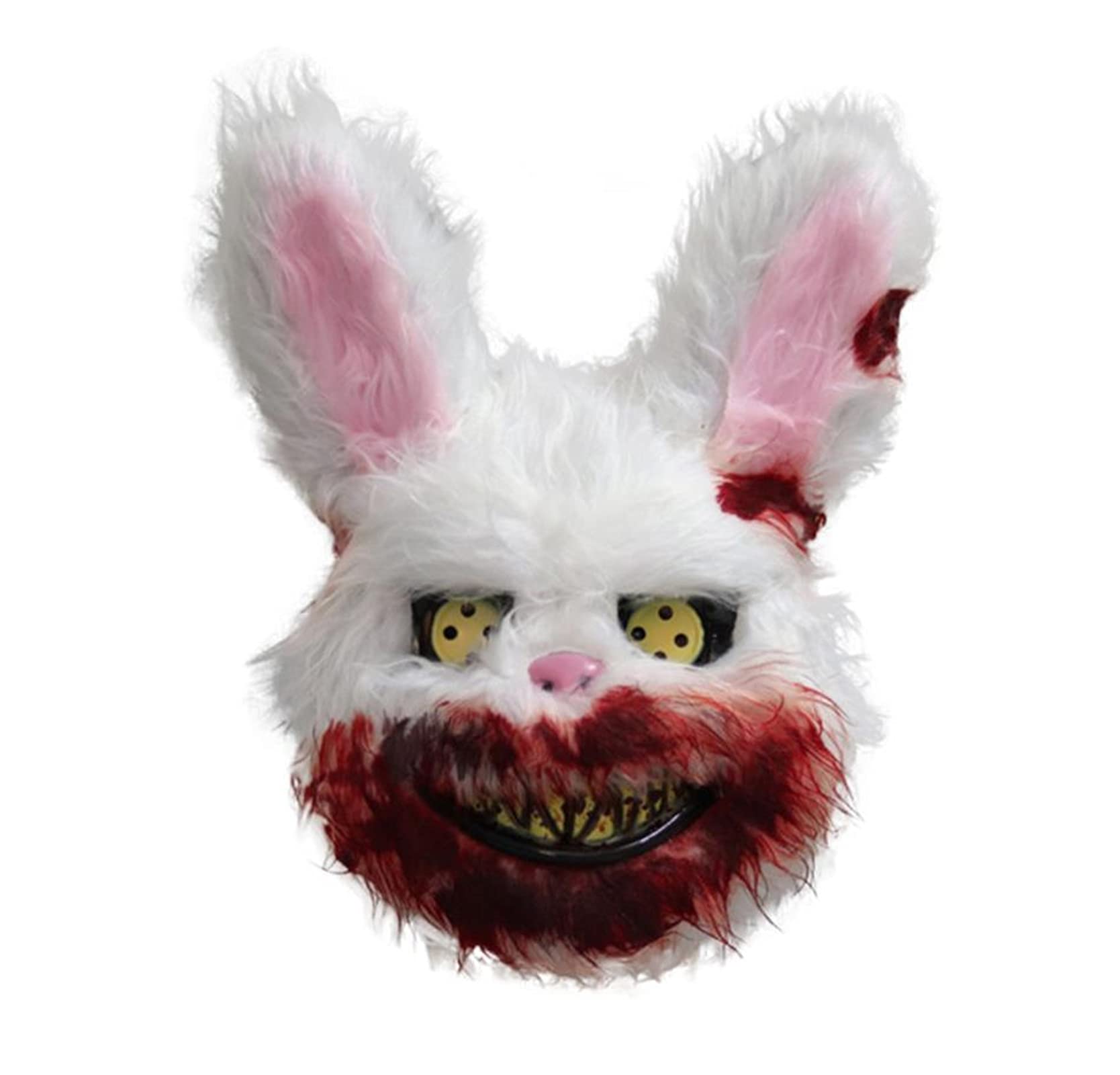 Shuiling Rabbit-A Halloween Scary Mask Bloody Plush Rabbit Headgear Creepy Bunny Mask Bloody Plush Head Bear Masquerade Ball Cosplay Costume Props Halloween Decorations Halloween Party Supplies (Rabbit-A)