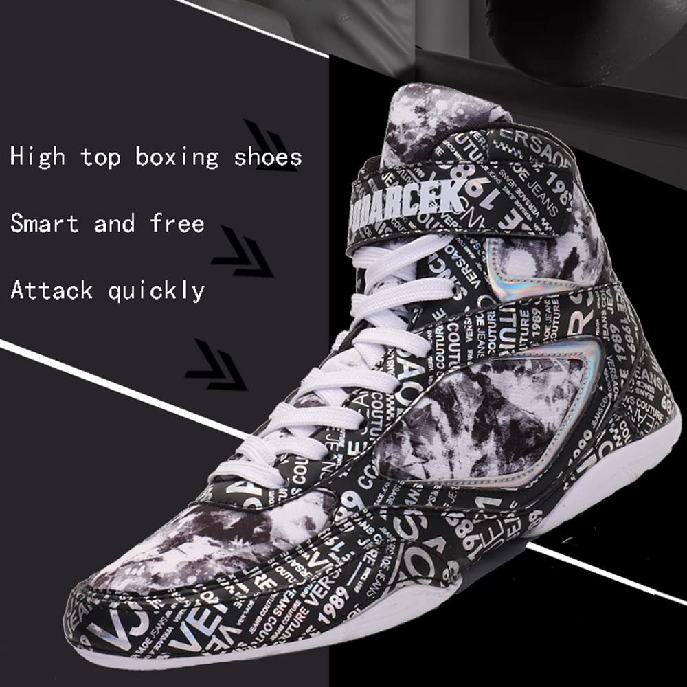 Chaussures de Boxe pour Jeunes Adultes,Chaussures de Lutte pour Hommes et Femmes,Chaussures d'exercice Montantes,Chaussure De Boxe,pour Taekwondo,Boxe,Taichi,Lutte,Compétitions