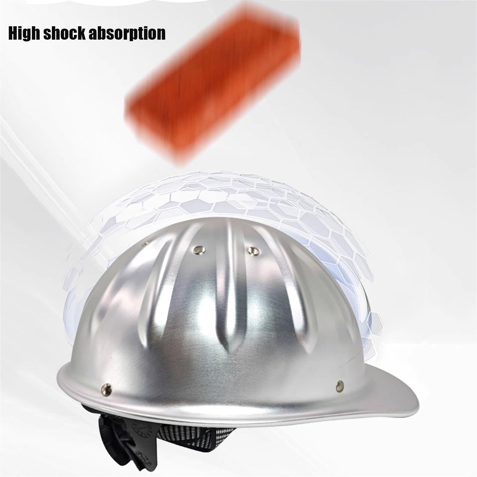 Casco de Seguridad de Aleación de Aluminio con Forro Interior Desmontable Cascos Rígido Plateado para Obras 5,1" de Profundidad Fijación de 4 Puntos Dispositivo de Ajuste