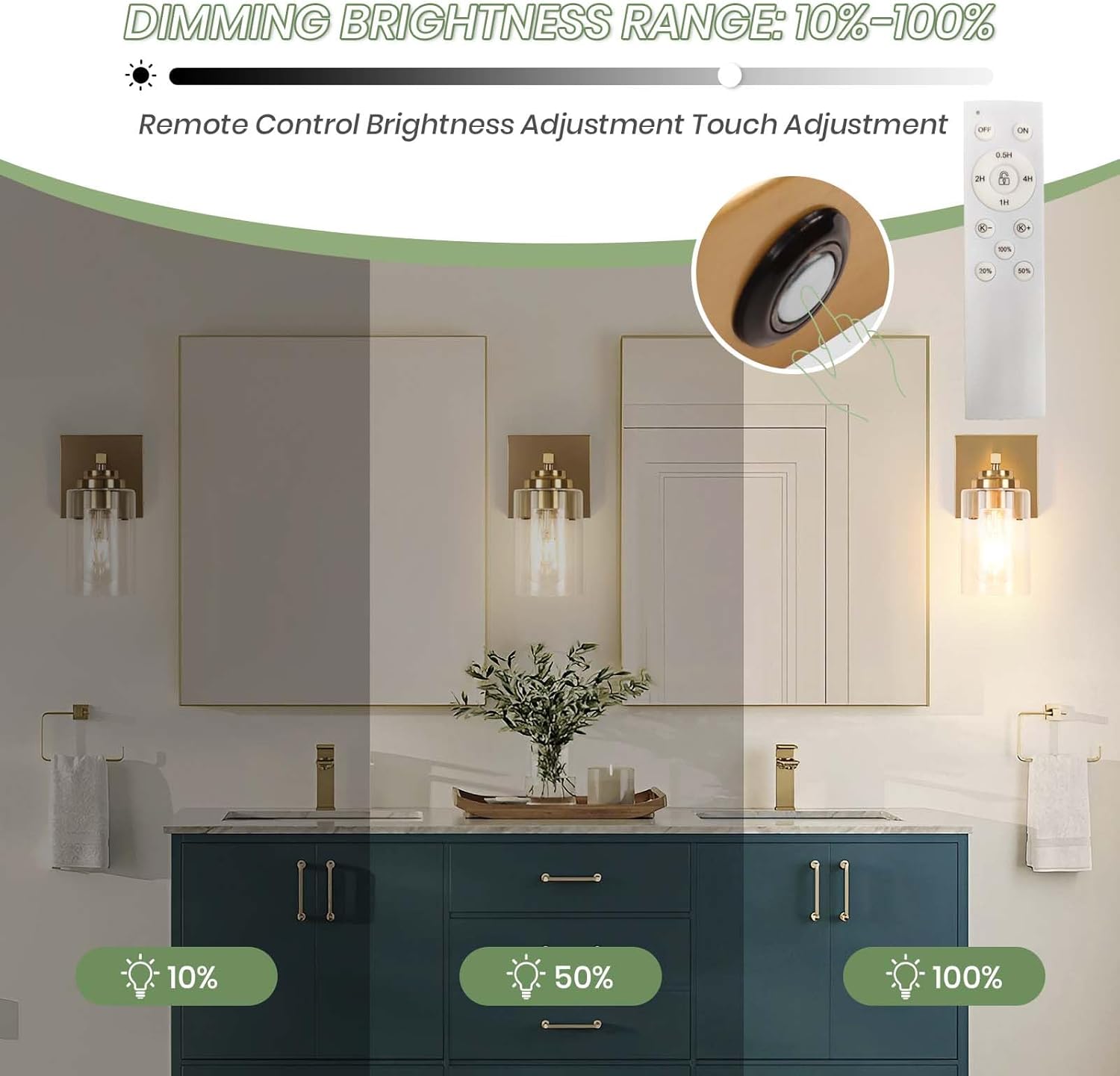 Wall Sconces,Rechargeable Wall Lights Set of 2 Dimmable Battery Operated,15000mAh Endurance 200 Hours Fast Charging,Wireless Sconces for Bedroom Living Room Bathroom Hallway Farmhouse