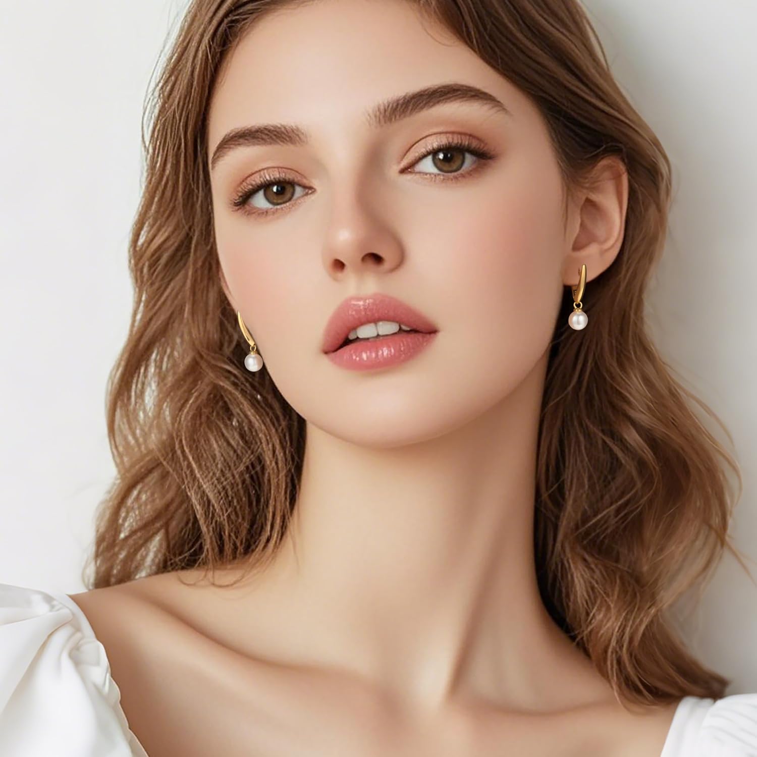 Gold and Pearl Earrings for Women 14K Gold Earrings for Women Trendy Pearl Earring Dangling Unique Charm-Filled Experience Small Drop Pearls Earring
