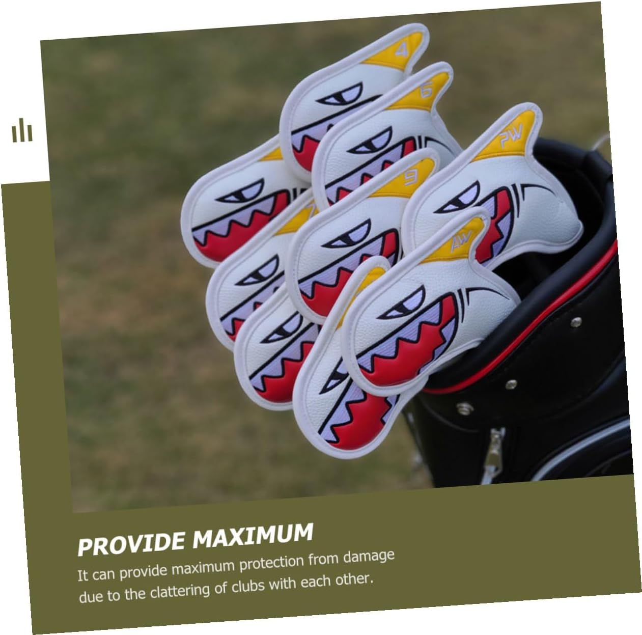 GLEAVI 9pcs Golf Club Covers Set White Iron Covers Professional Club for Golfers