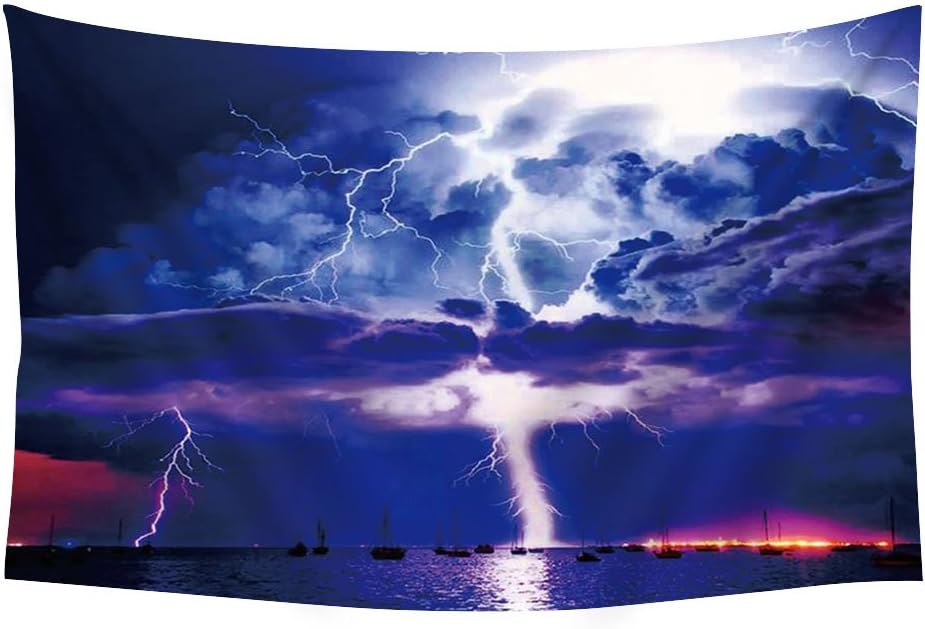 PUPBEAMO PRINTS Monster Lightning Storm - Wall Tapestry Art For Home Decor Wall Hanging Tapestry 60x40 Inches