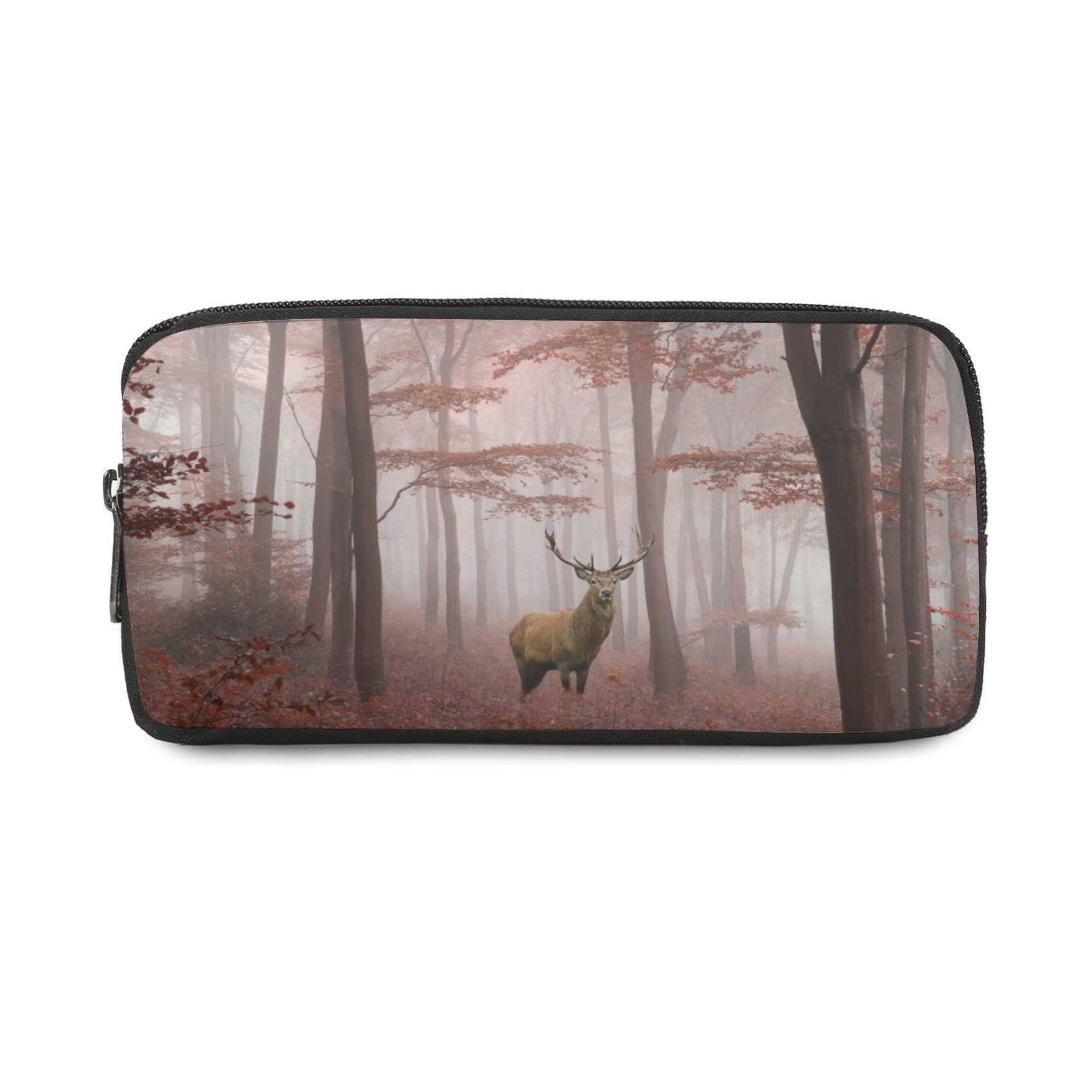 Tall Tree Trunks and Deer Stag Pencil Case Large Capacity with Zip up Boys Pencil Cases Animal Pen Case Stationery Supplies Secondary High School College Sixth Form Stationery Gifts for Women Men