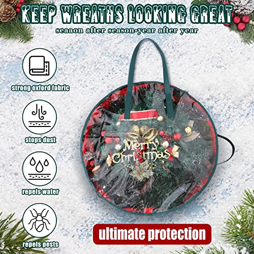 4-Pieces-Christmas-Wreath-Storage-Bag-Clear-Wreath-Box-Wreath-Storage-Containers-with-Clear-Window-and-Handle-Christmas-Garland-Storage-Containers-for-Xmas-Holiday-Seasonal-Storage-24-Inch