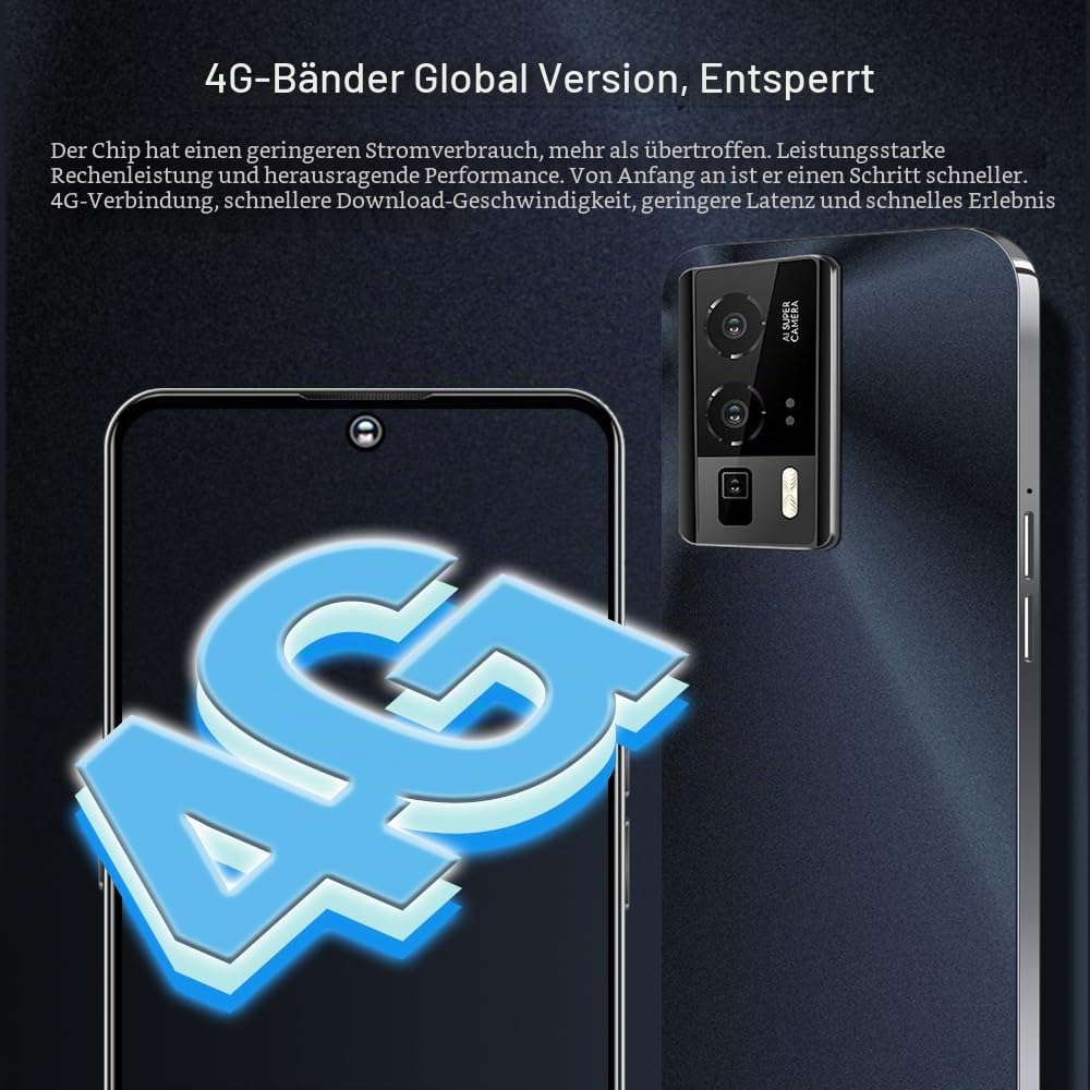 4G Smartphone Without Contract, 4GB RAM + 32GB ROM/256GB, 6.56 Inch HD Screen, 5000 mAh Android 12.0 OS, 13MP Camera, Dual 4G SIM/Face ID Unlock/OTG (White)