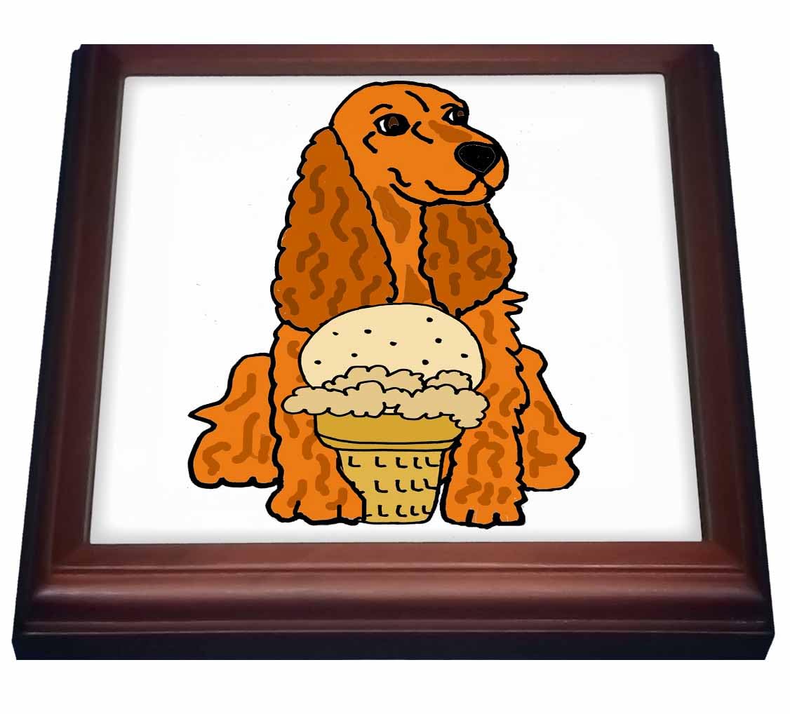 3dRose Cute Funny Cocker Spaniel Dog Eating Ice Cream Trivet with Tile, 8 by 8