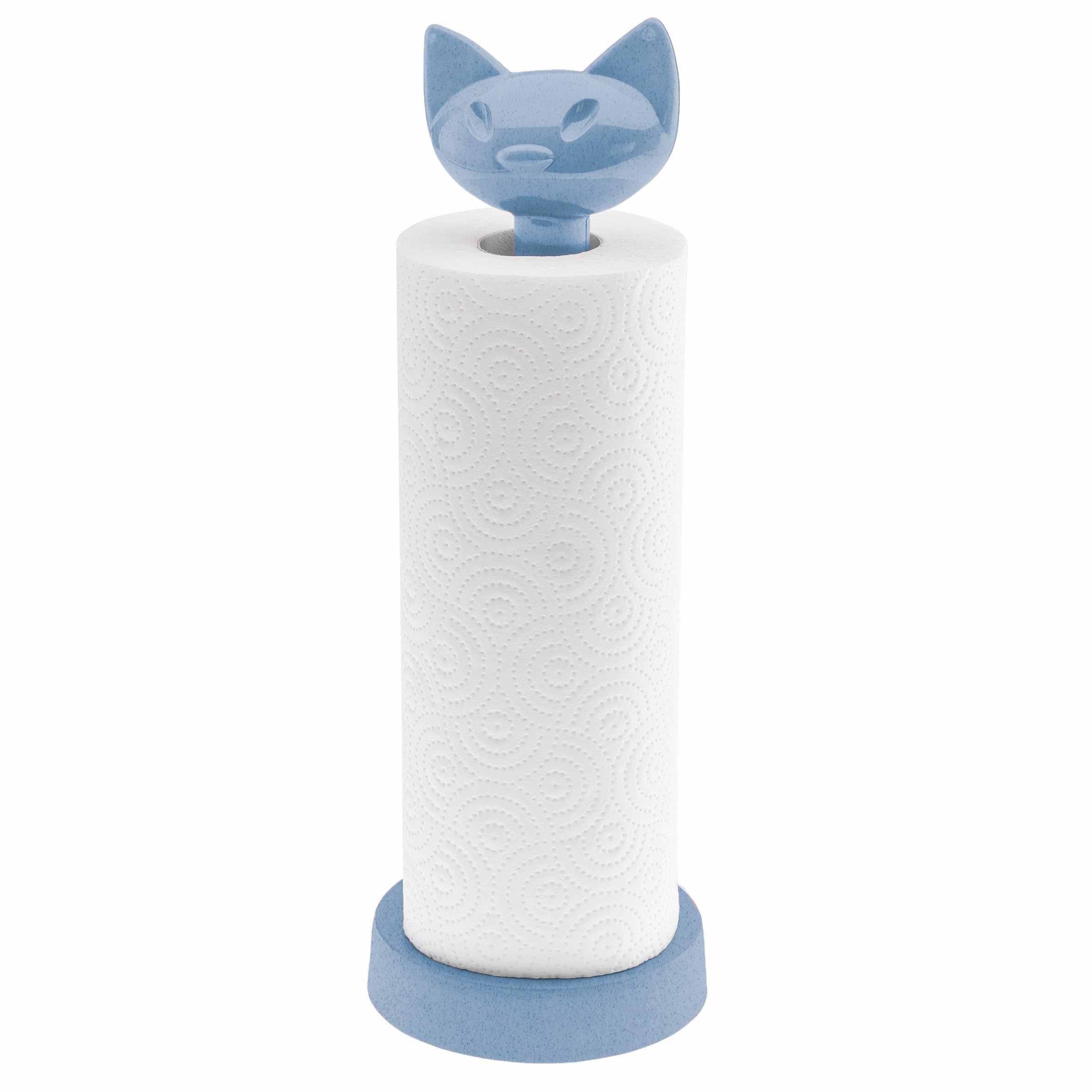 Soporte para rollos de cocina de plástico biocircular Koziol MIAOU con base estable y original