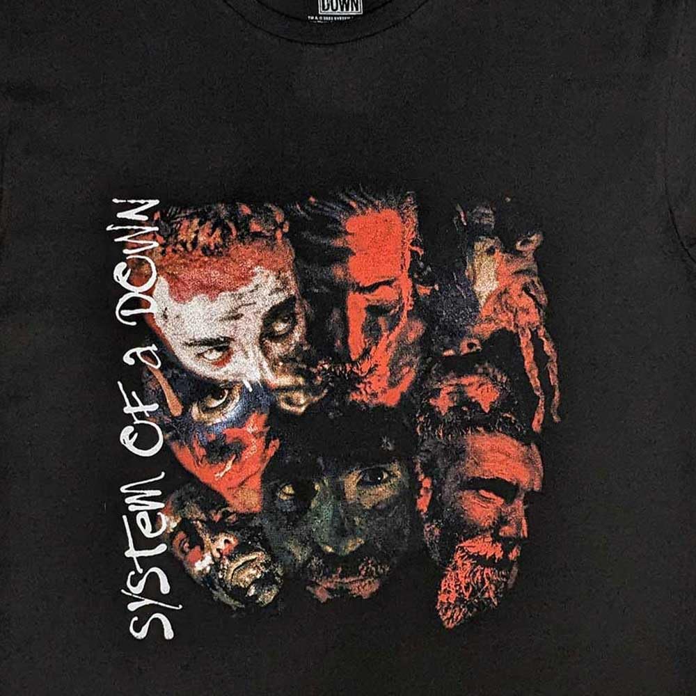 Rock Off officially licensed products System of A Down T Shirt Painted Faces Band Logo Nouveau Officiel Homme Noir