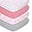 The Peanutshell Baby Crib Sheets 4-Pack for Girl - Soft, Oval & Fitted Baby Girls Crib Sheet, Rectangle, Fitted Covers, Halo Mattress - Pink Elephant