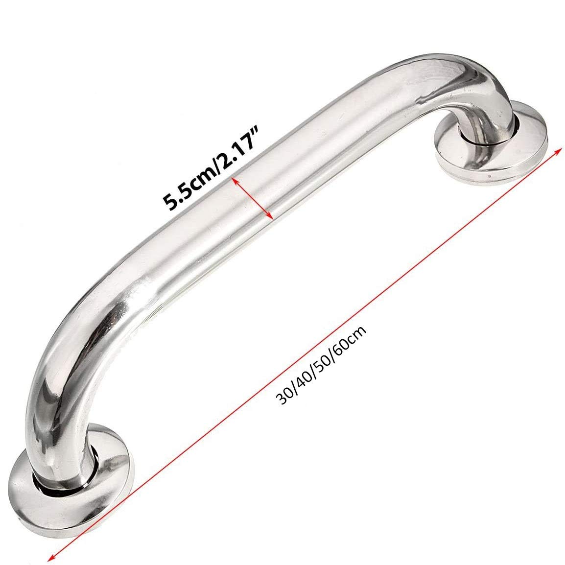 Barra de agarre de seguridad para baño, barra de agarre de ducha de acero inoxidable cromado para pasamanos, ducha de bañera, agarre de mano, baño, cocina, escaleras (tamaño: 60 cm)