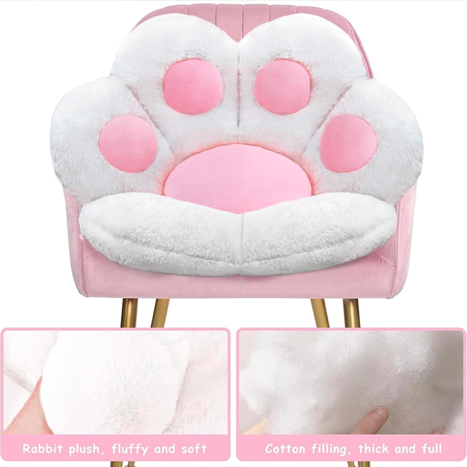 Cat Paw Cushion Cute Chair Cushion Kawaii Seat Cushion 28"x 24"Gaming Chair Cushion Kitty Plush Lazy Sofa Pillow for Girl Soft Chair Pillow, Kawaii Accessories Stuff Room Decor (White) thumbnail