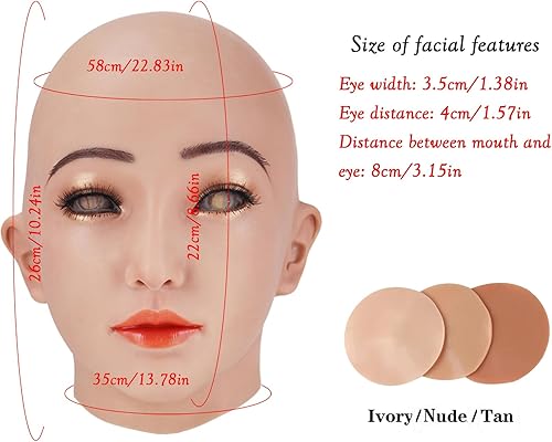 Miniatura 7 de ZWSM Máscara de silicona realista de cabeza femenina hecha a mano para travesti, disfraces transgénero, disfraz, mascarada, máscara de carnaval