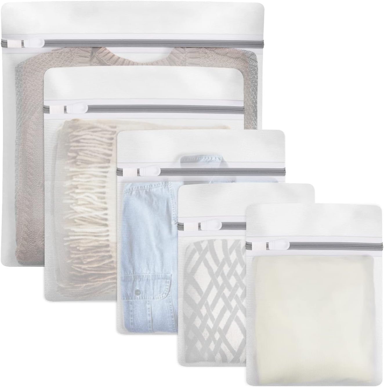 5Pcs Mesh Garment Laundry Bags,Reusable and Travel Laundry