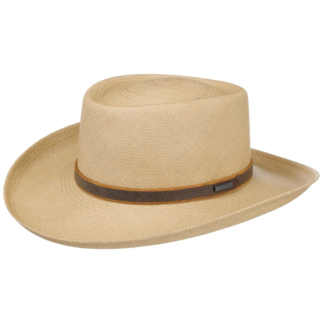 Stetson Sombrero Panamá Katigo Western Hombre - Made in Ecuador de Sol Paja con Banda Piel Primavera/Verano