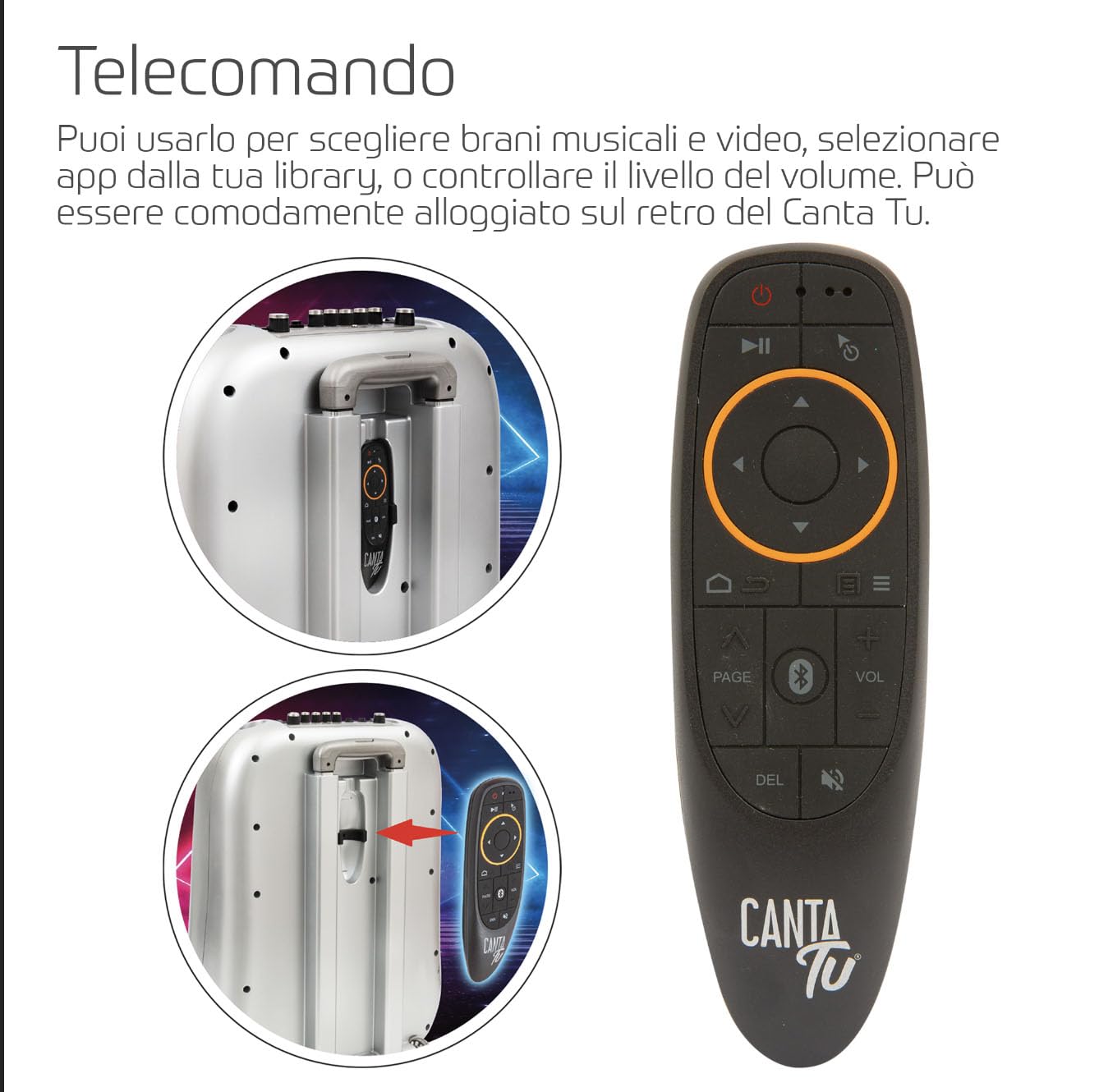 CANTA TU KARAOKE - PRO 2023 Professionale Completo con Microfono Wireless, Display Touch, Connessione Wi-Fi, Effetti Vocali, Luci LED, Batteria Ricaricabile, Voice Changer, Argento