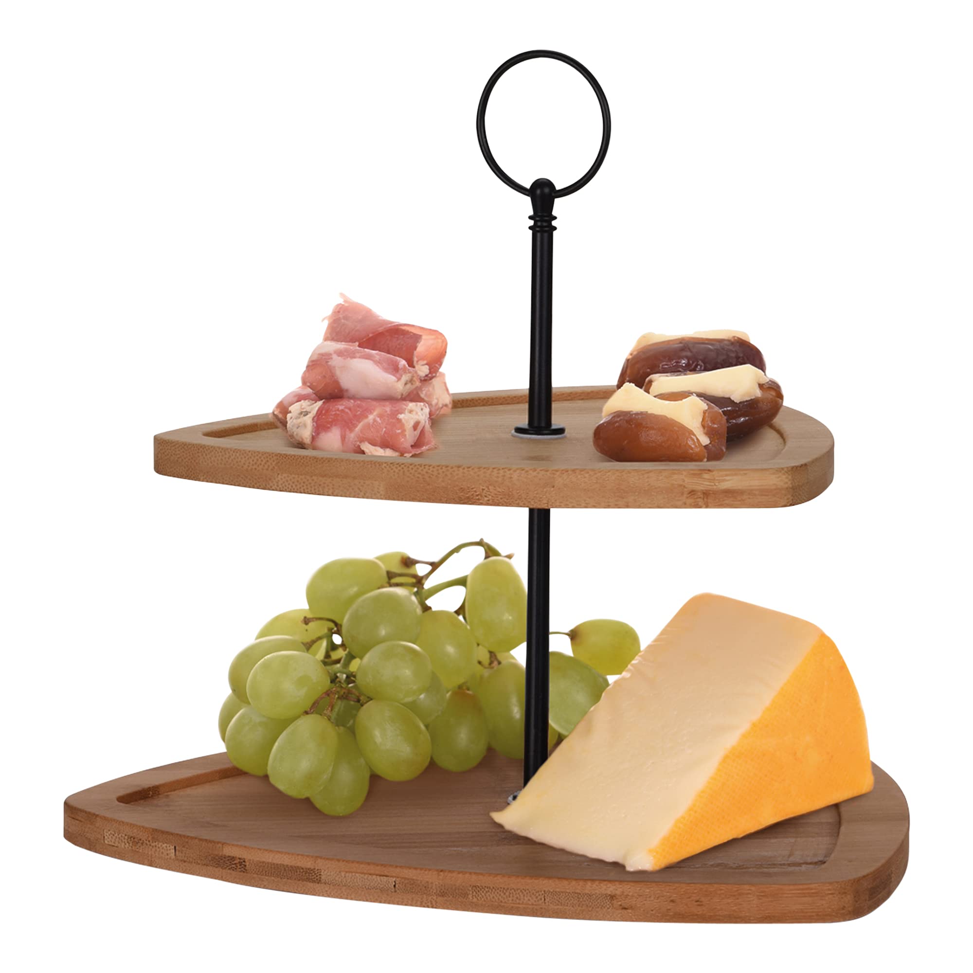 Urbn-Chef Brown 2 Tier Wooden Serving Display Cake Platter Food Centrepiece Stand Tray Holder (Triangle)
