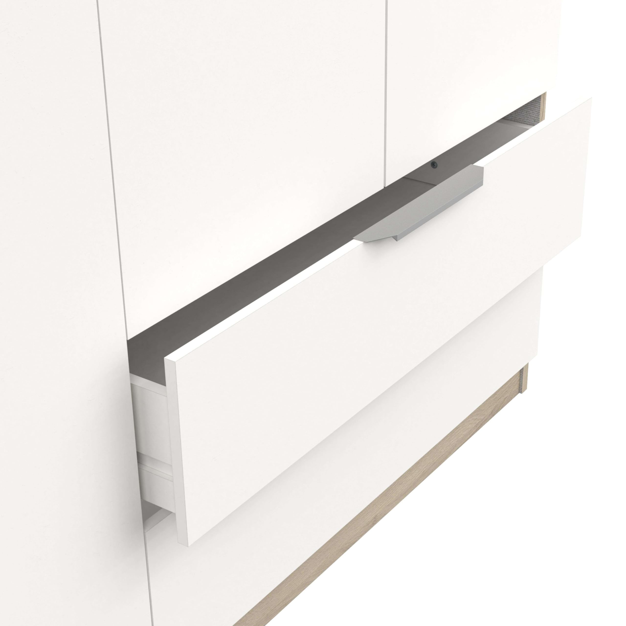 Miroytengo Armario Dormitorio Ghost 8 Puertas y 2 cajones Melamina Color Blanco Mate y Roble Kronberg 158x51 cm