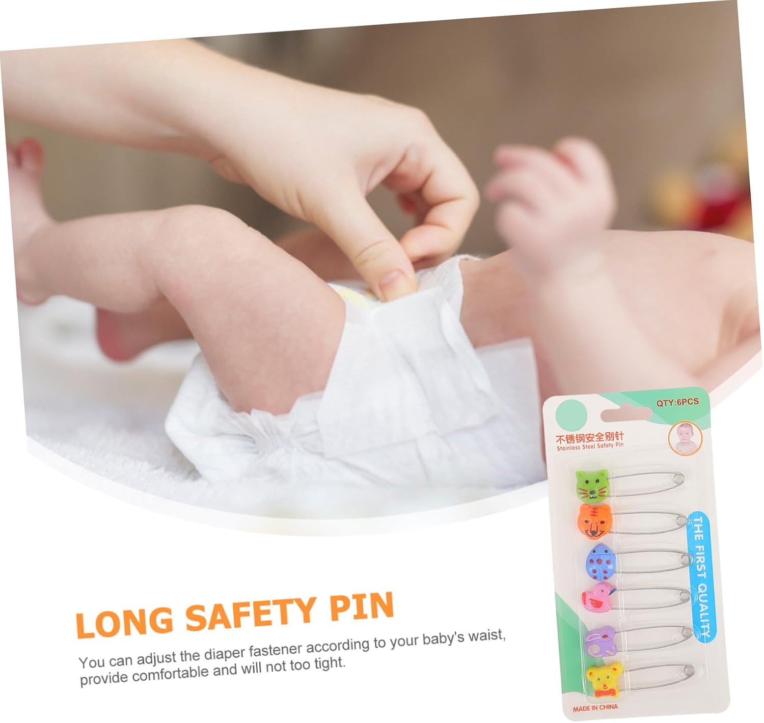 30pcs Diaper Safety Pins Head Pins Plastic Animal Safety for Diaper Fasteners