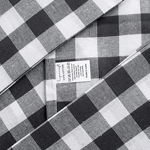 Image of FINGERCRAFT Dinner Table Napkins, Pack of 12, Everyday Use, Quality Cotton Buffalo Plaid Cloth Napkins Washable & Reusable 20in x 20in, (Charcoal /White)